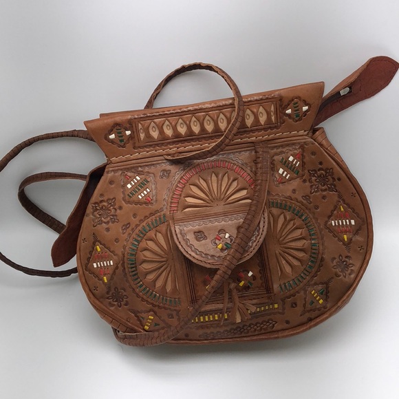 vintage Handbags - Mexican hand-tooled leather purse